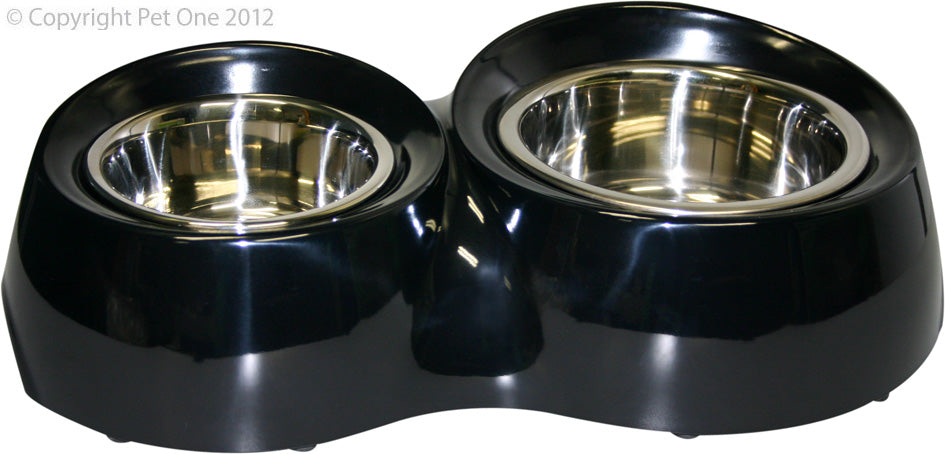 Pet One Melamine D/bowl 250/600ml Black 20310m-bk