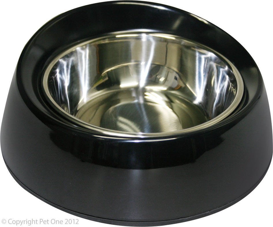 Pet One Melamine Bowl Retainer 350ml Black 20306m-bk
