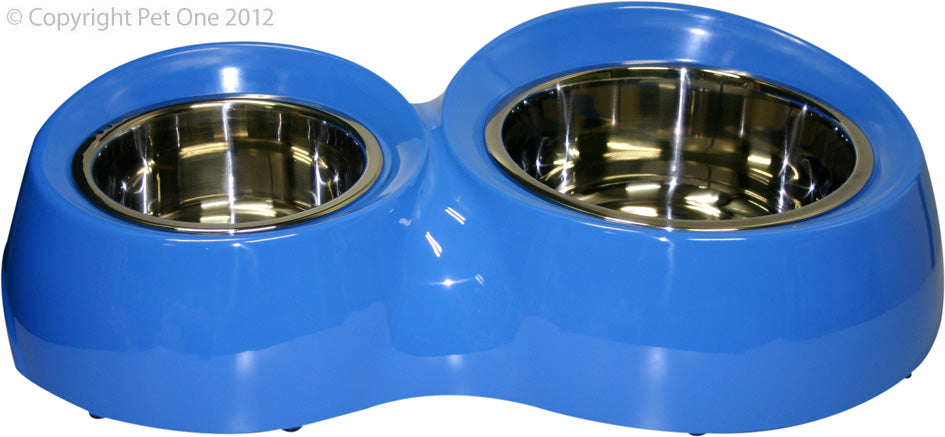 Pet One Melamine D/bowl 600/1300ml Blue 20310l-bl