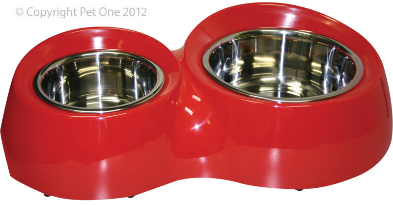 Pet One Melamine D/bowl 600/1300ml Red 20310l-r