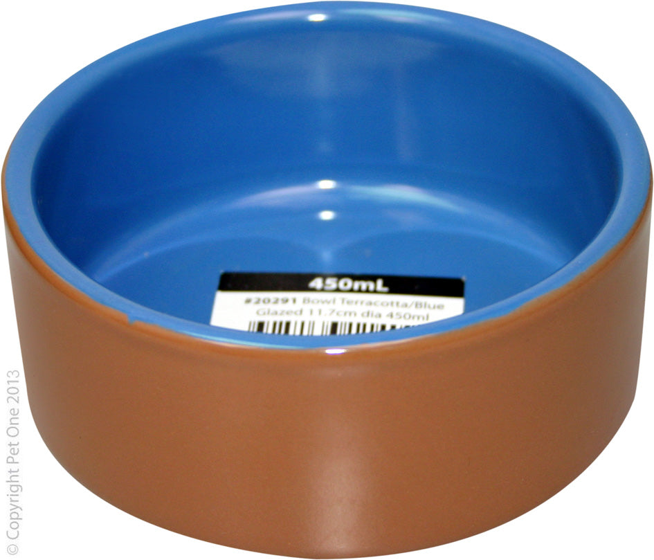 Pet One Terracotta Bowl Blue 450ml
