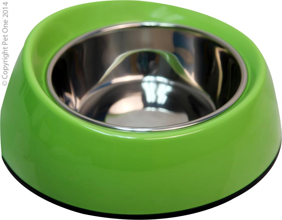 Pet One Melamine Bowl Retainer 700ml Lime Green