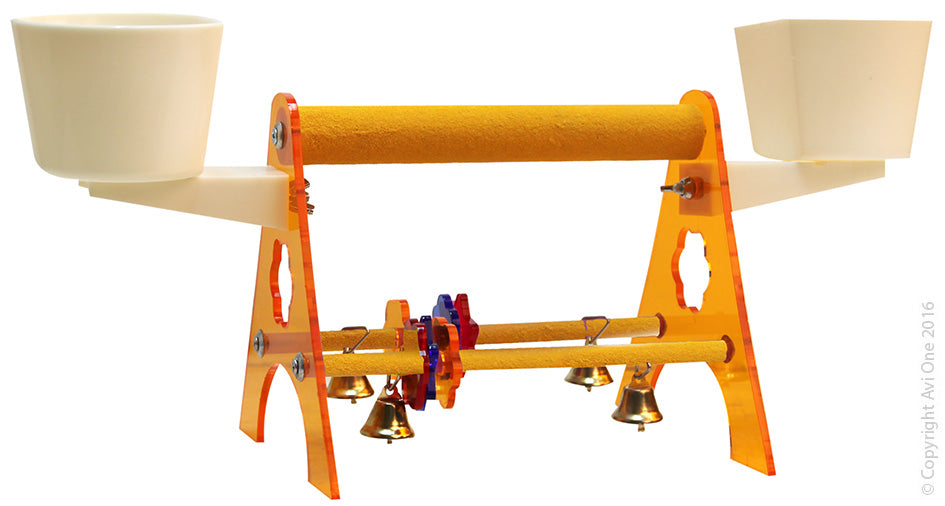 Avi One Parrot Gym With Feeders & Perch Medium