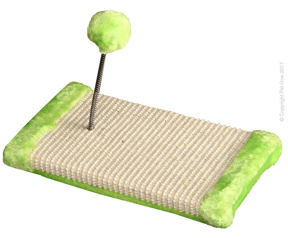 Pet One Mini Scratcher Base W/spring Ball Green