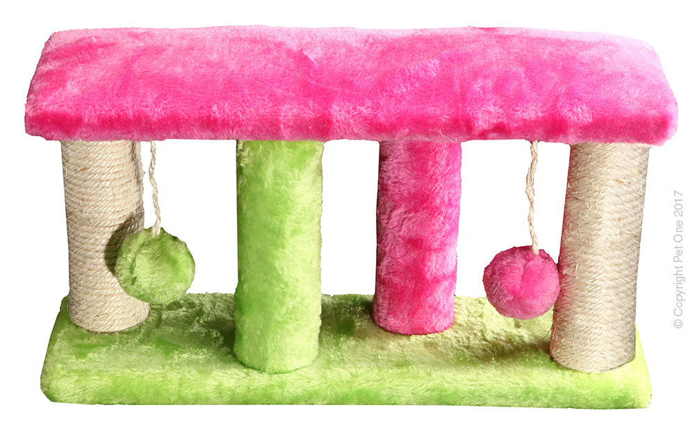 Pet One Mini Scratcher 4 Post Pink/green