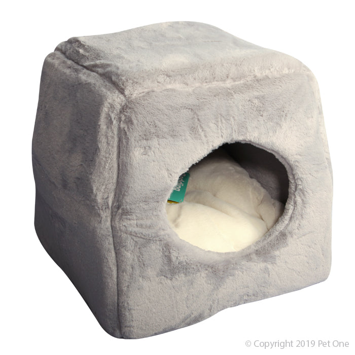 Pet One Bedding Cat Cube Ultra Plush Pebble Grey