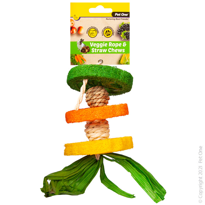 Pet One Veggie Rope & Straw Chew Hanging Hula 19cm