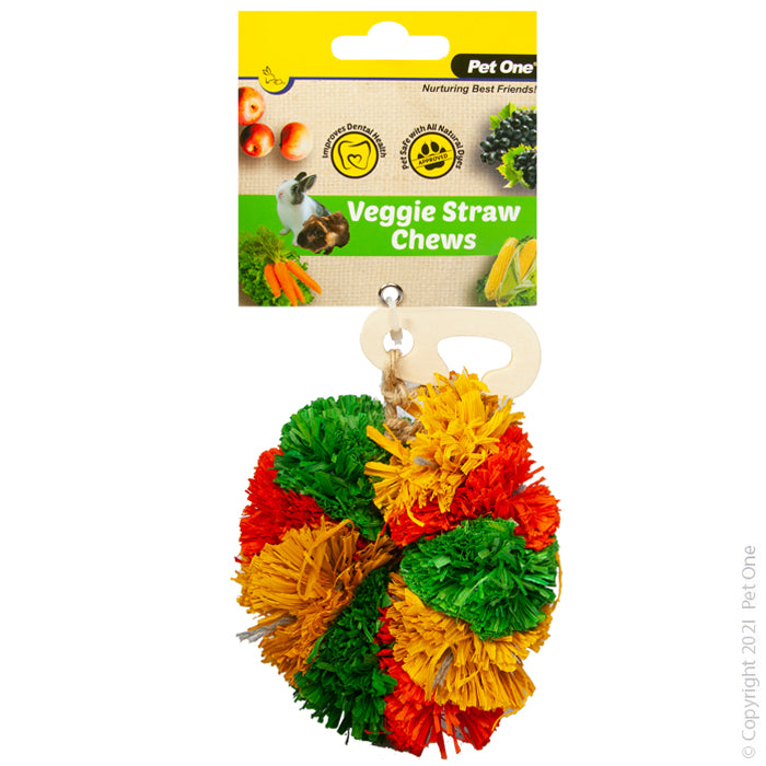 Pet One Veggie Rope & Straw Chew Hanging Donnut 9cm