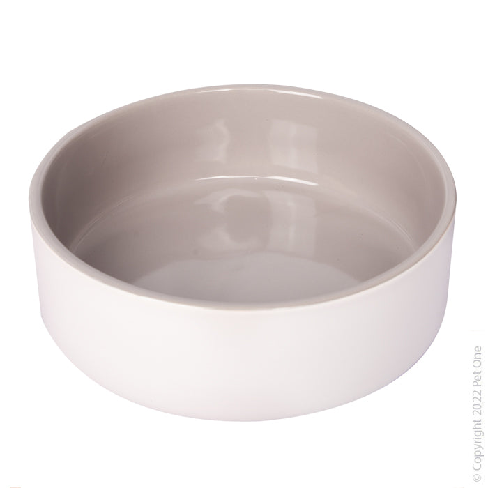 Pet One Ceramic Pet Bowl Grey/white 19.5cm 1300ml