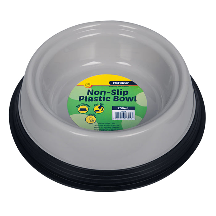 Pet One Non-slip Plastic Bowl Grey M 750ml