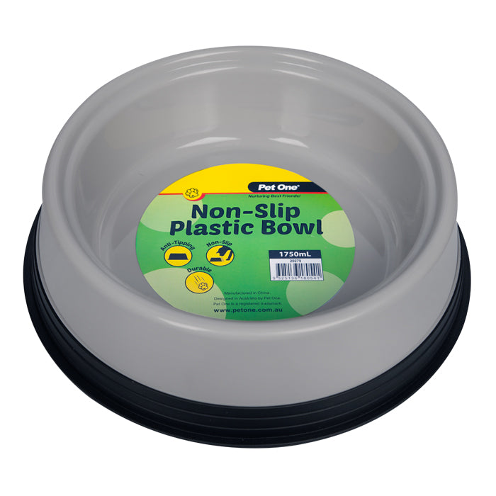 Pet One Non-slip Plastic Bowl Grey L 1750ml