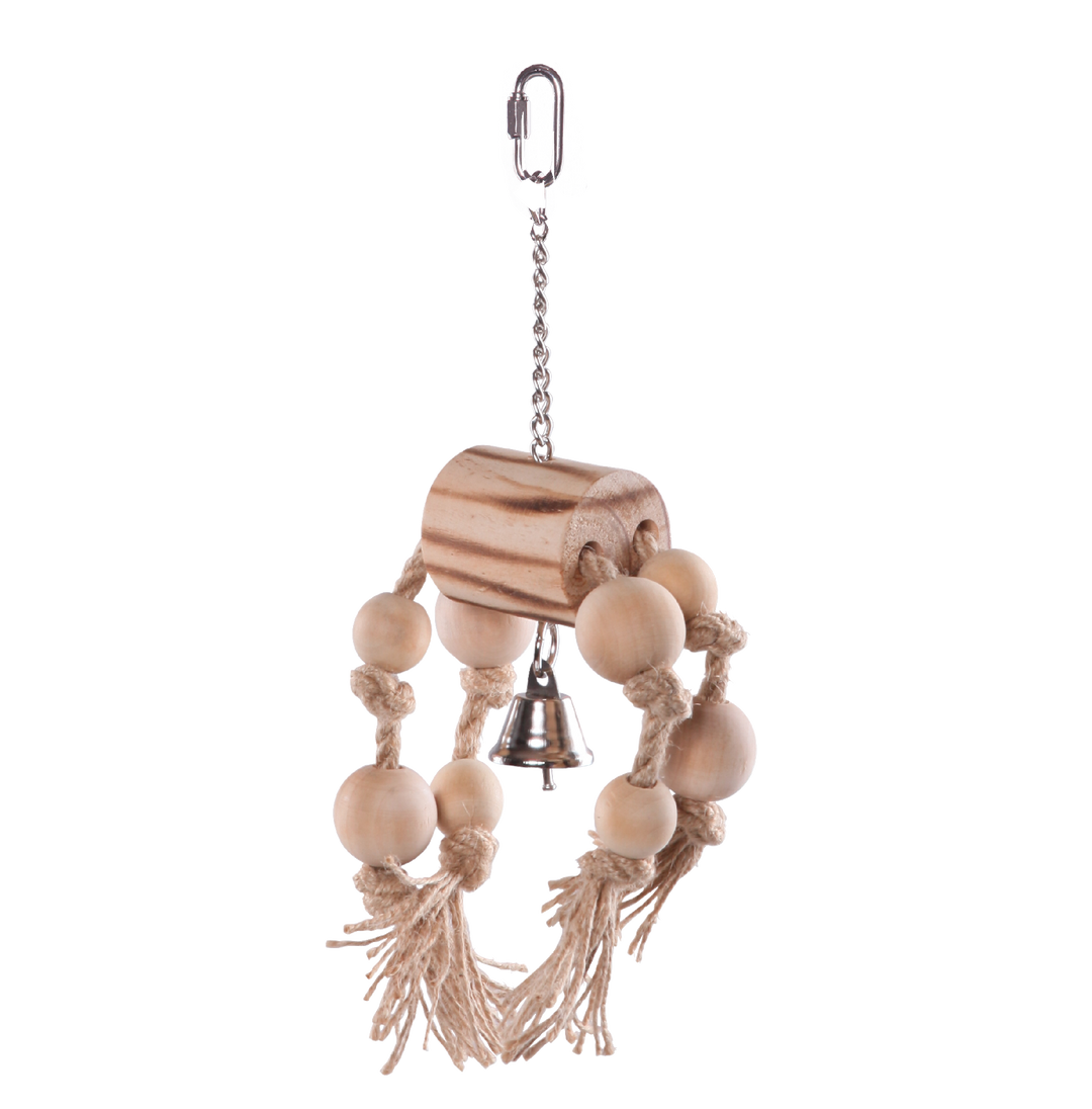 Kazoo Bird Toy Wooden Trunk W/rope & Beads Med