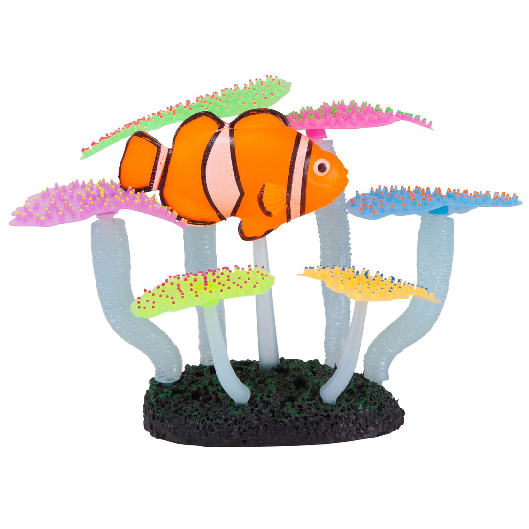 Kazoo Aquarium Plants Silicone Fluro Anemone W/clown Fish Medium