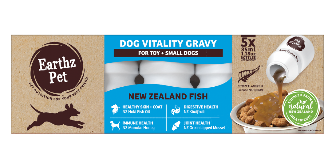 Earthz Pet Gravy 5x35ml Nz Fish Toy/sml Dogs