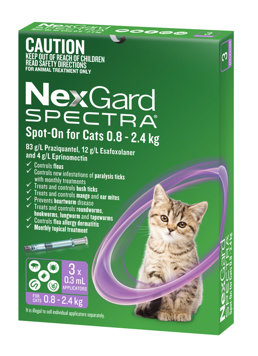 NexGard Spectra Spot-on Purple Small Cats 0.8-2.4kg 3pk