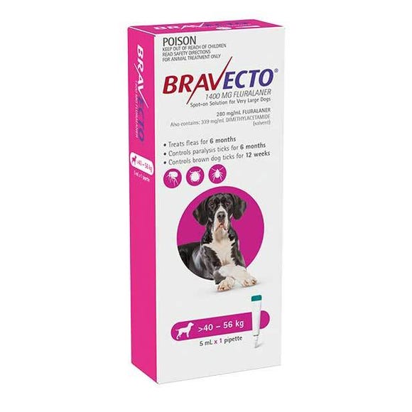 Bravecto Pink Xlarge Dogs 40-56kg 1pk