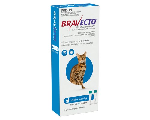 Bravecto Spot On Blue Medium Cats 2.8-6.25kg 2pk