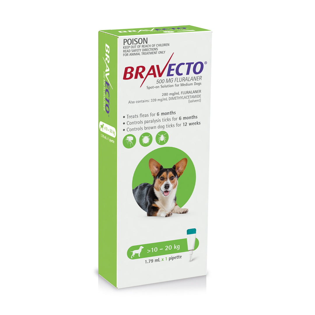 Bravecto Spot On Green Medium Dogs 10-20kg 1pk