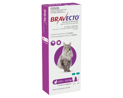 Bravecto Spot On Purple Large Cats 6.25-12.5kg 2pk