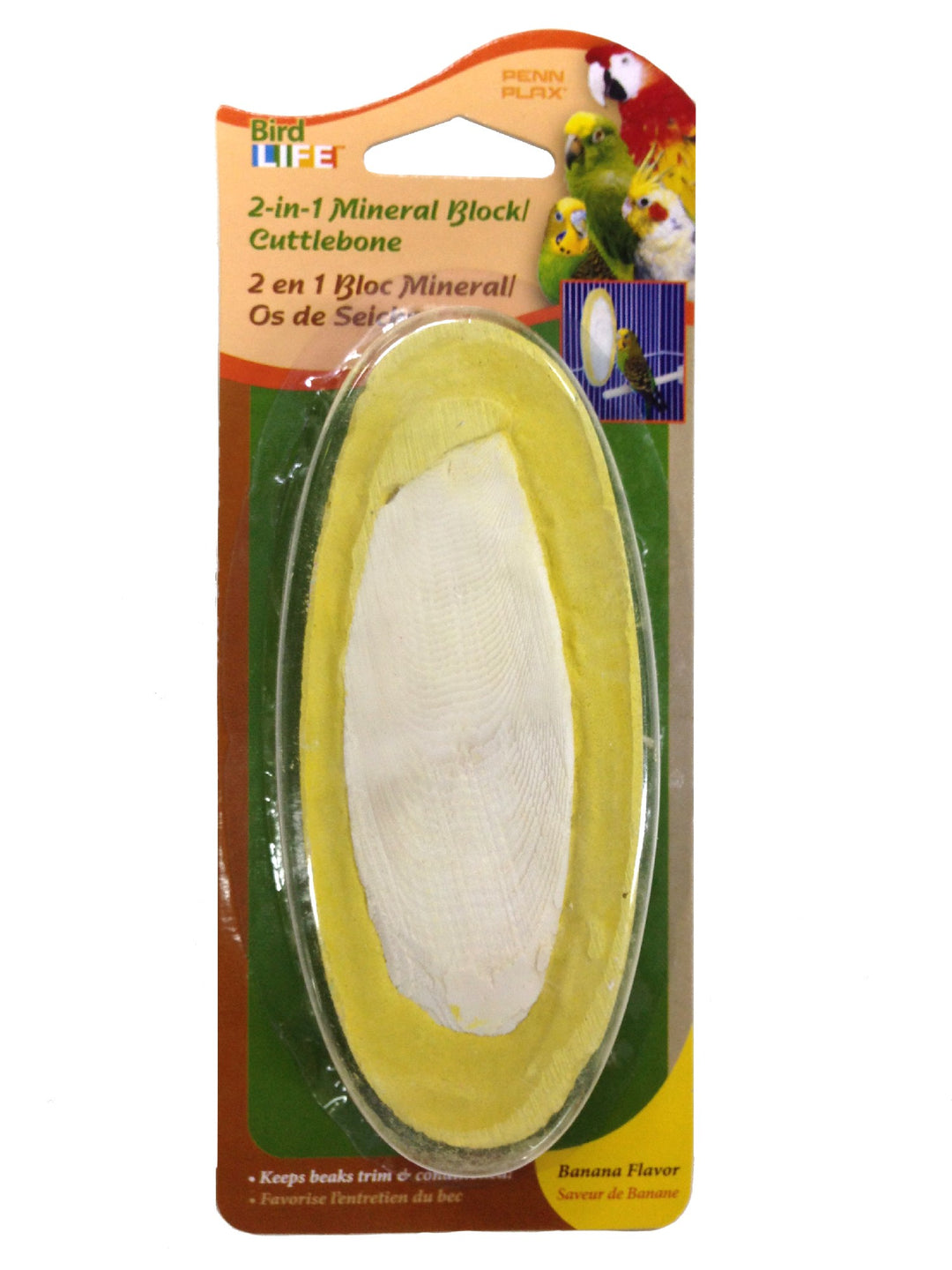 Bird Life E Cuttlebone Mineral Block 2in1 Banana