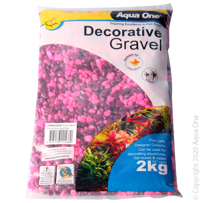 Aqua One Decorative Gravel 2kg - Pink & Purple