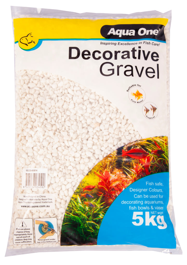 Aqua One Decorative Gravel 5kg - White