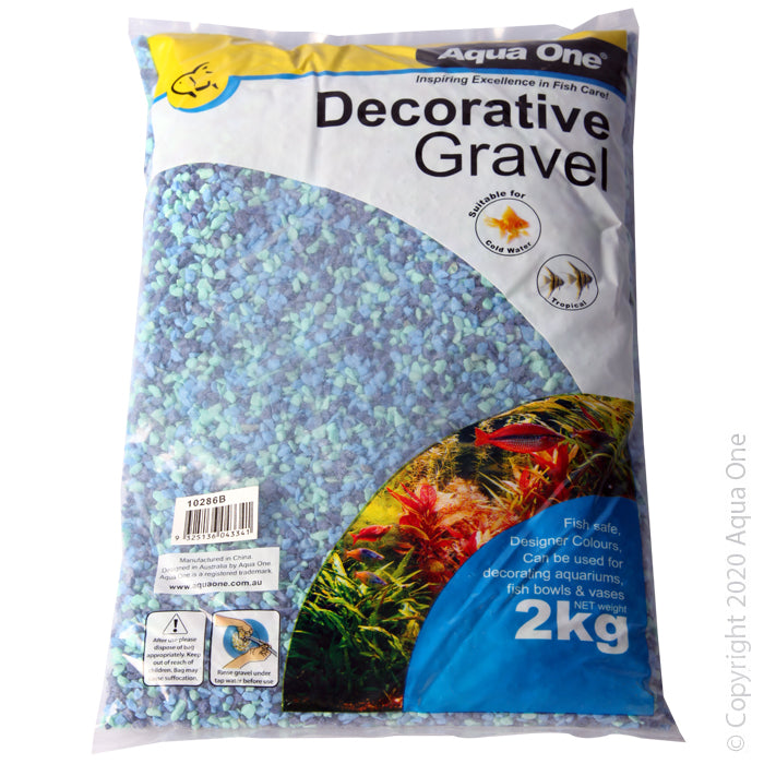 Aqua One Decorative Gravel 2kg - Aqua Blue Mix
