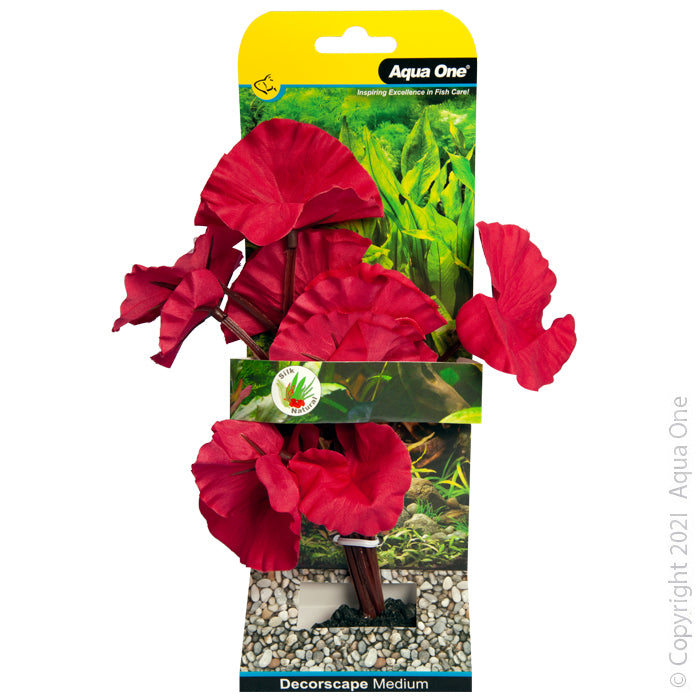 Aqua One Plants Decorscape Silk Plant Tiger Lotus Red Medium