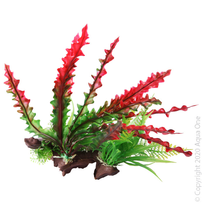 Aqua One Plants Ecoscape Ferns On Driftwood Red And Green