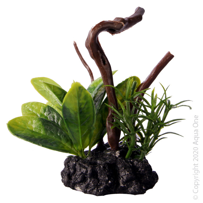 Aqua One Bettascape Lilly Leaf On Driftwood - Green