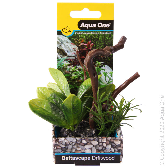 Aqua One Bettascape Lilly Leaf On Driftwood - Green