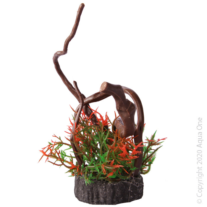 Aqua One Bettascape Tipped Fern On Driftwood - Red