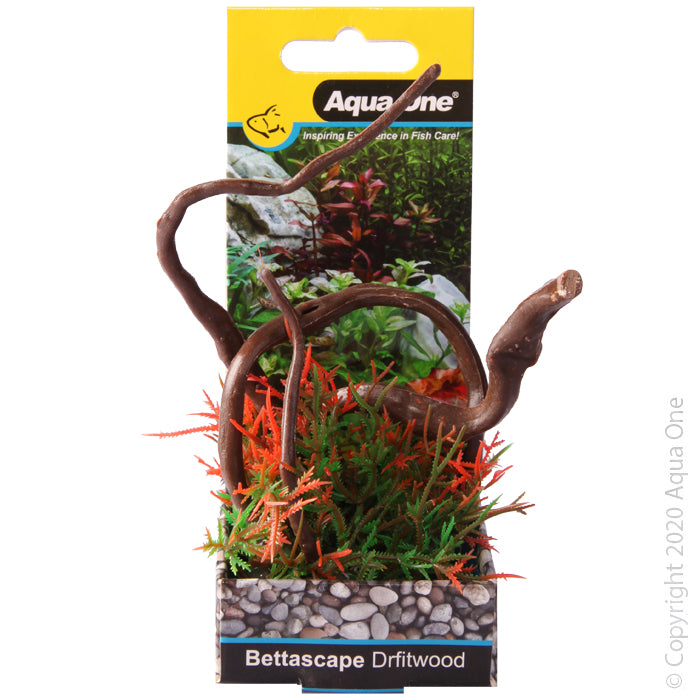 Aqua One Bettascape Tipped Fern On Driftwood - Red