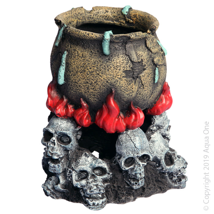 Aqua One Ornament Skull Fire With Cauldron