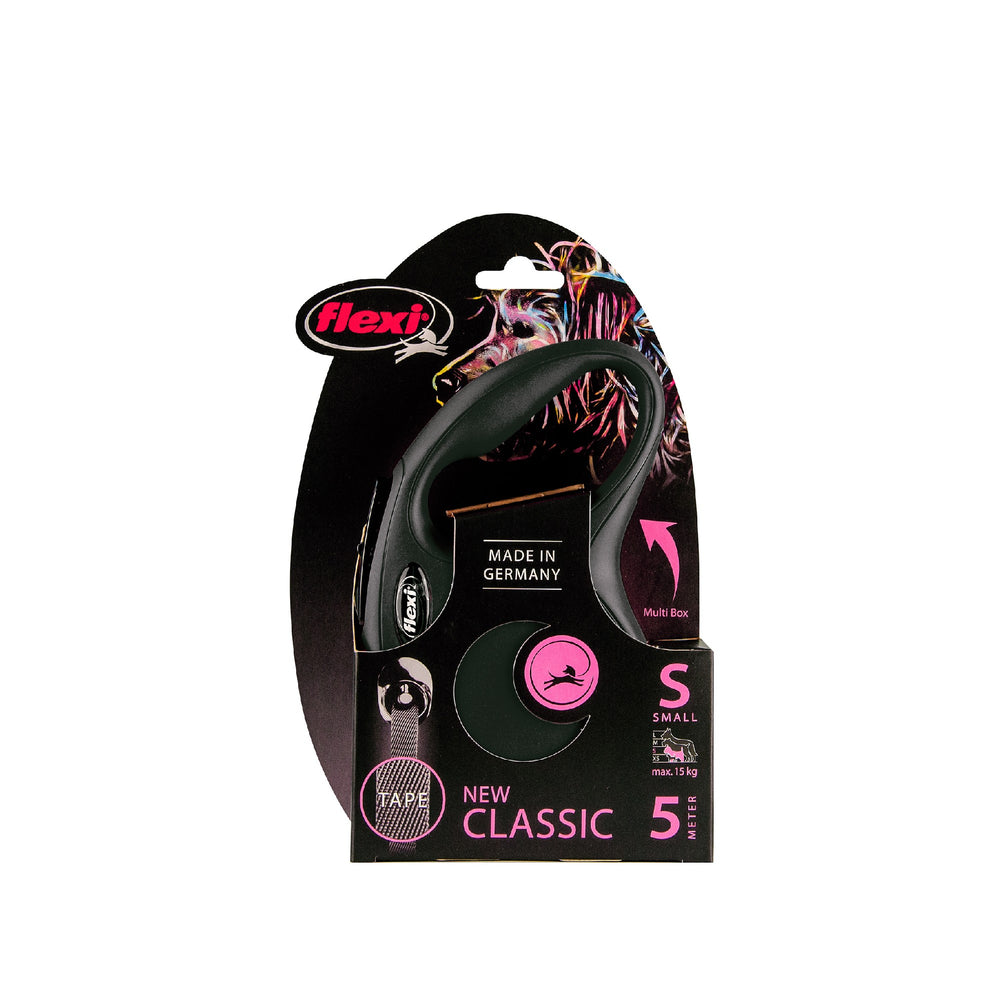 Flexi Classic Small 15kg 5m Black Tape Retractable Lead