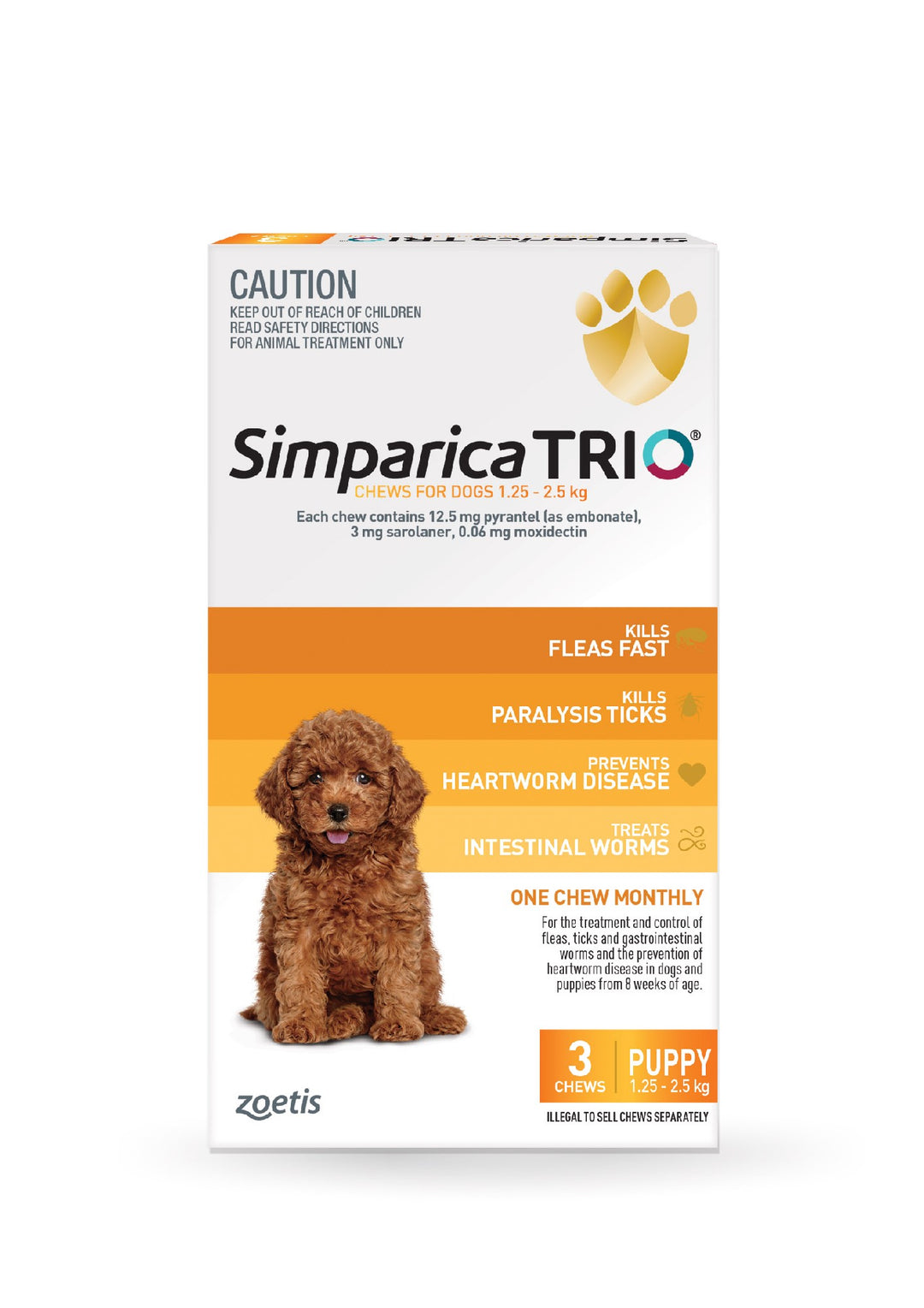 Simparica Trio Yellow Puppy 1.3-2.5kg 3pk