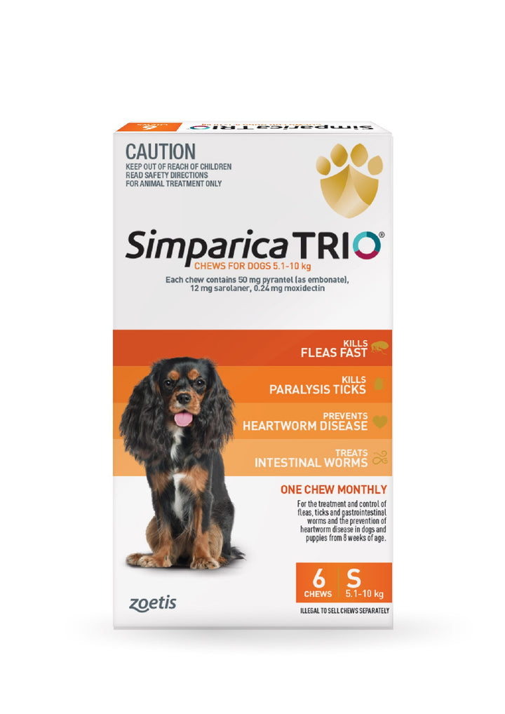 Simparica Trio Orange Sml Dog 5-10kg 6pk