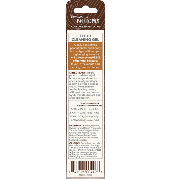Tropiclean Enticers Teeth Gel Peanut Butter & Honey Flavour 59ml
