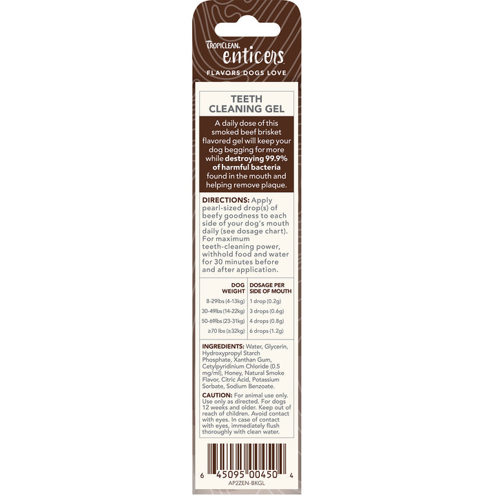 Tropiclean Enticers Teeth Gel Smoked Beef Brisket 59ml