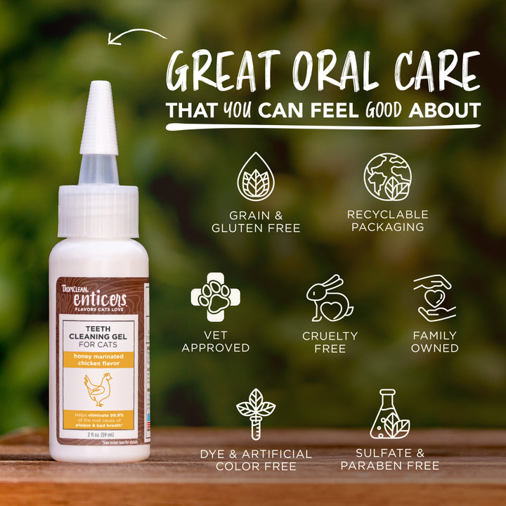 Tropiclean Enticers Teeth Gel For Cats Honey Marinated Chicken 59ml