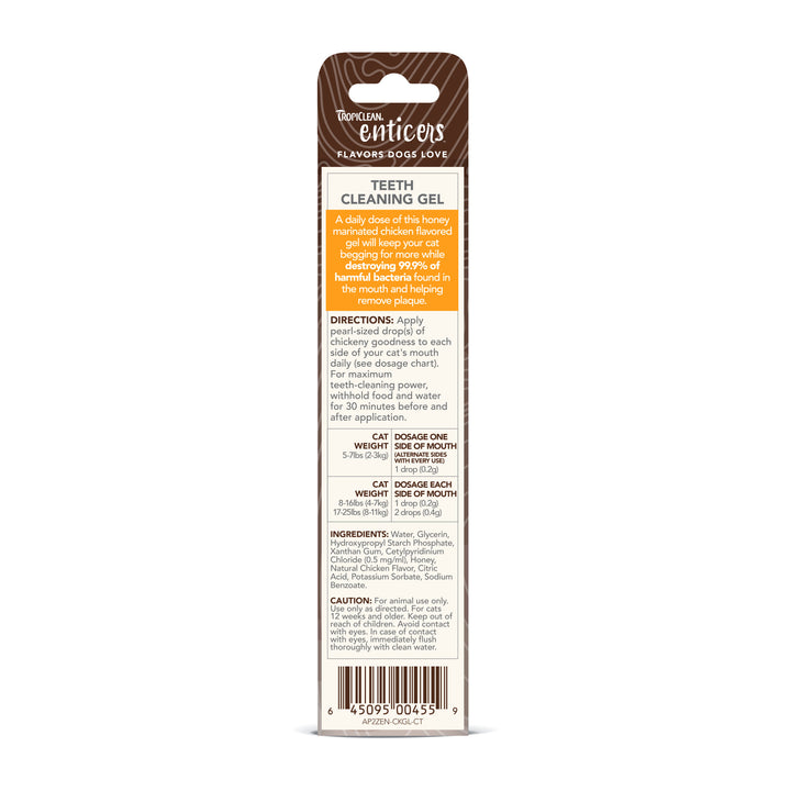 Tropiclean Enticers Teeth Gel For Cats Honey Marinated Chicken 59ml