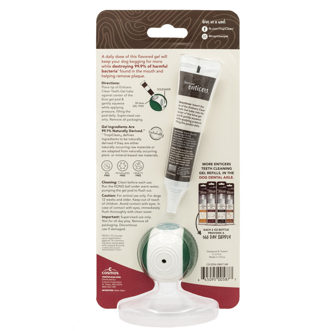 Tropiclean Clean Enticers Kong Dental Ball & Smoked Beef Brisket Gel Small