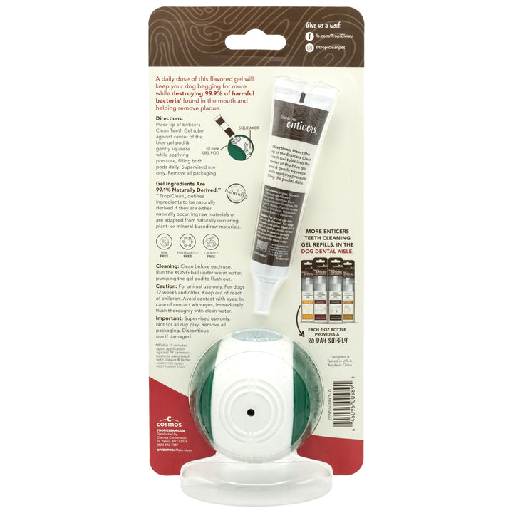 Tropiclean Clean Enticers Kong Dental Ball & Smoked Beef Brisket Gel Large