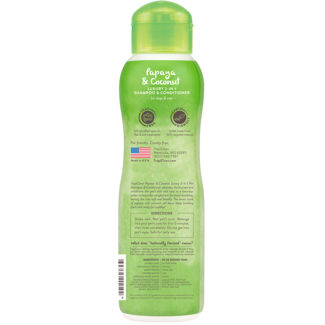 Tropiclean Shampoo Luxury 2-in-1 Papaya & Coconut 355ml