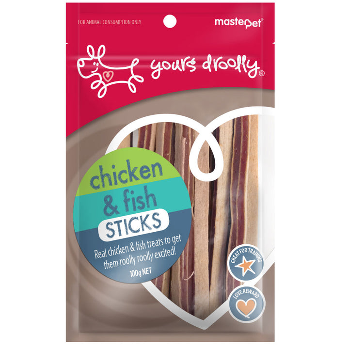 Yours Droolly Dog Treats Chicken & Fish Sticks 100g