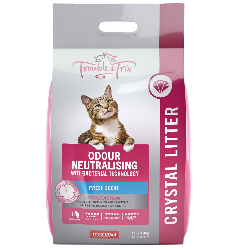 Trouble & Trix Cat Litter Anti Bac Crystals Fresh Scent 15l