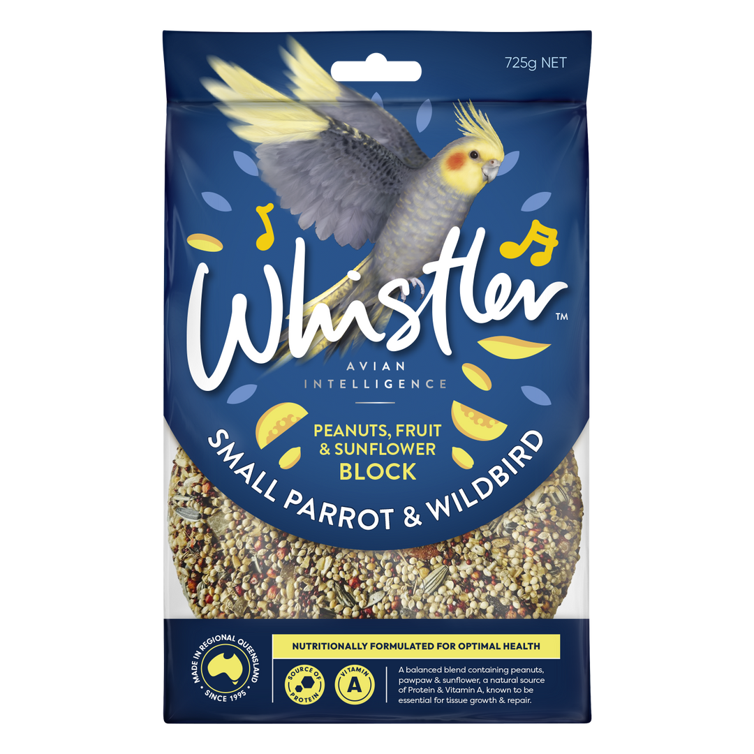 Whistler Small Parrot & Wildbird Peanuts, Fruit & Sunflower Block 725g