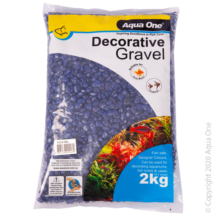 Aqua One Decorative Gravel 2kg Deep Blue