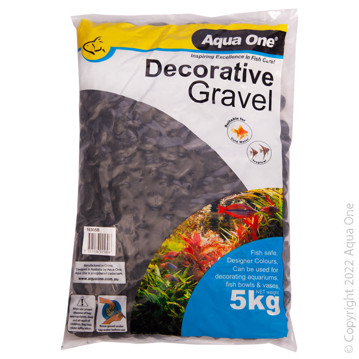 Aqua One Gravel 5kg Natural Polished Stone Black