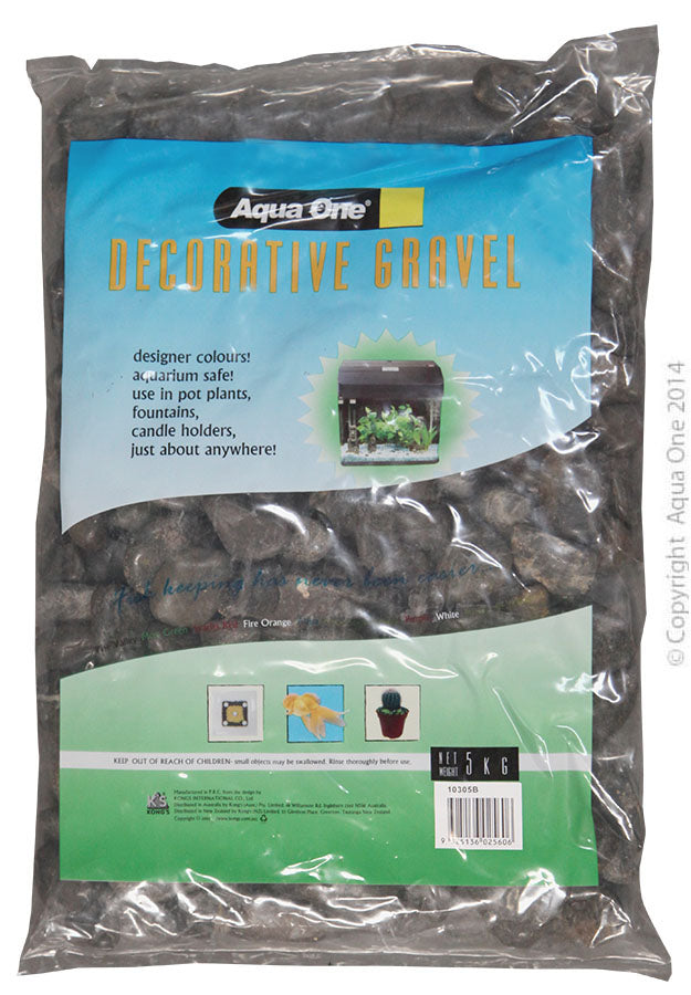 Aqua One Gravel 5kg Natural Polished Stone Black